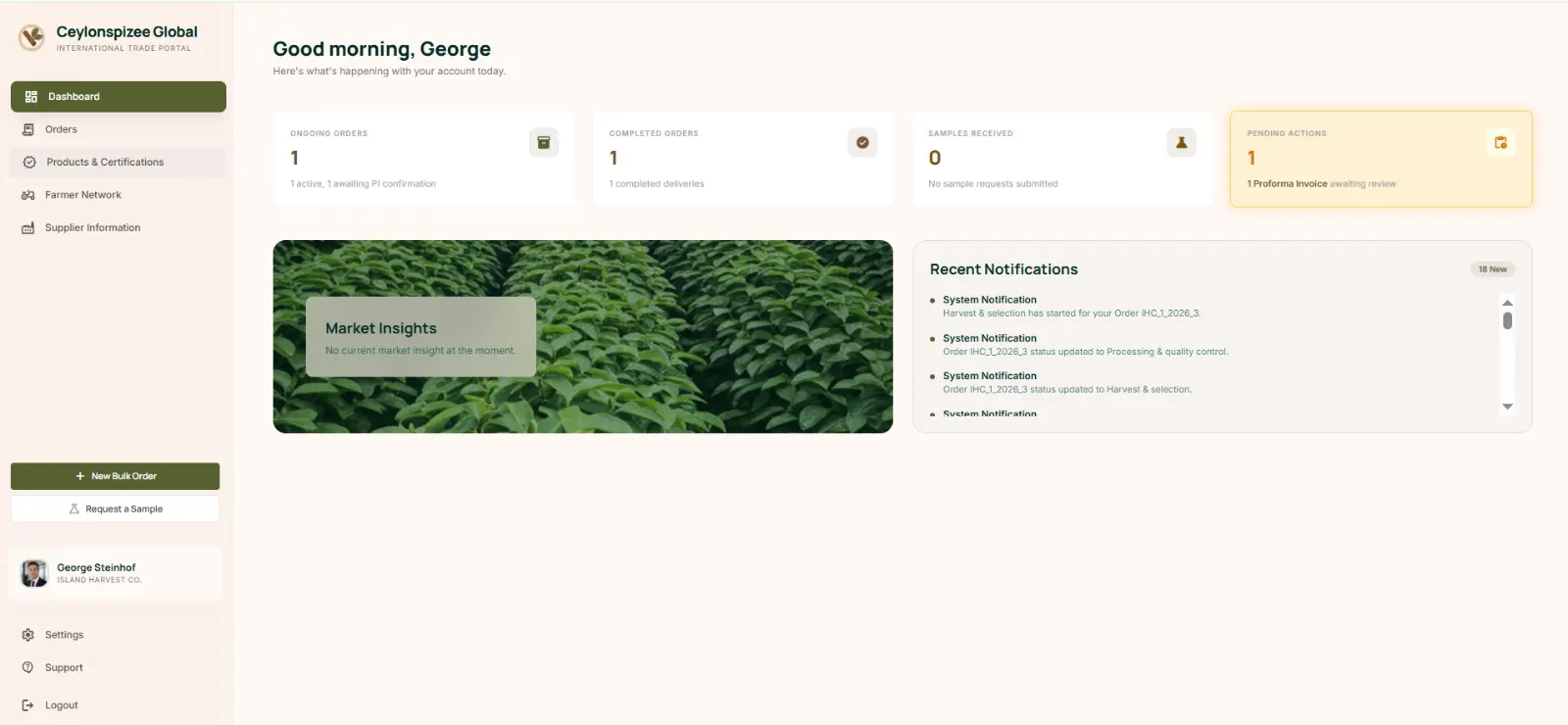 B2B Client Portal Dashboard Interface
